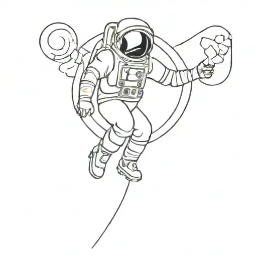 A minimalist tattoo of an astronaut floating through a nihilistic void, reflecting the client's interest in atheism and nihilism tattoo design idea