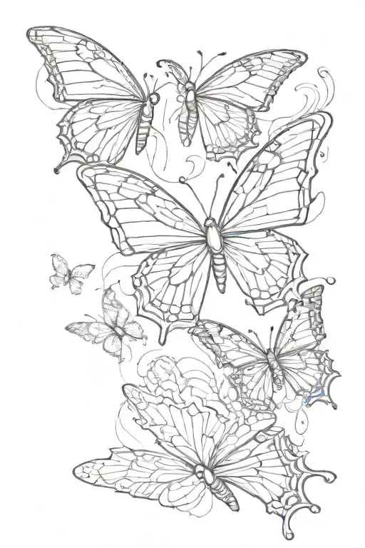 3 butterflies fluttering tattoo design idea