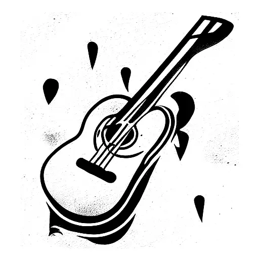 smashed acoustic guitar tattoo design idea