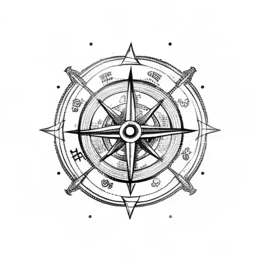 ships wheel, anchor, and compass tattoo design idea