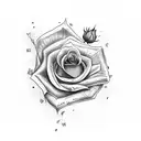 king with money and burning rose tattoo design idea