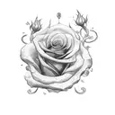 king with money and burning rose tattoo design idea