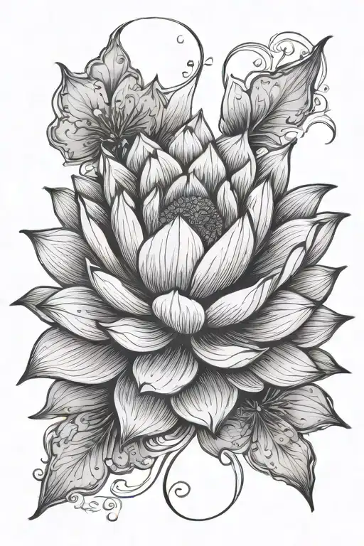 lotus flower blooming strength courage tattoo design idea