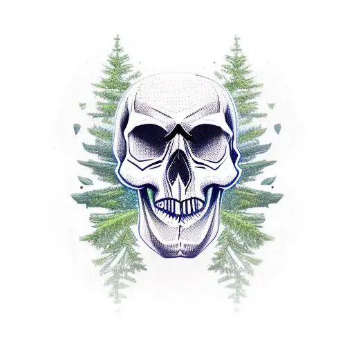 skull with forest beard  tattoo design idea
