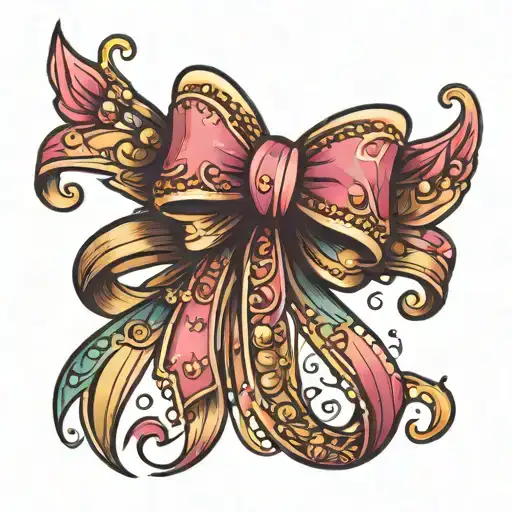 bow sparkle girly tattoo design idea