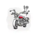 AN MINIMALIST TATTO OF A bike with angelica flowers tattoo design idea