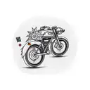 AN MINIMALIST TATTO OF A bike with angelica flowers tattoo design idea