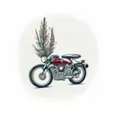 AN MINIMALIST TATTO OF A bike with angelica flowers tattoo design idea