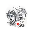 Anakin Skywalker and Darth Vader with lightsabers tattoo design idea