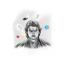 Anakin Skywalker and Darth Vader with lightsabers tattoo design idea