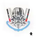 Anakin Skywalker and Darth Vader with red and blue lightsabers tattoo design idea