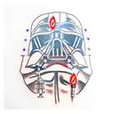 Anakin Skywalker and Darth Vader with red and blue lightsabers tattoo design idea