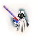 Anakin Skywalker and Darth Vader with red and blue lightsabers tattoo design idea