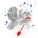Anakin Skywalker and Darth Vader with red and blue lightsabers tattoo design idea