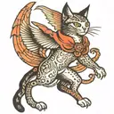 cat on hind legs with demon wings tattoo design idea