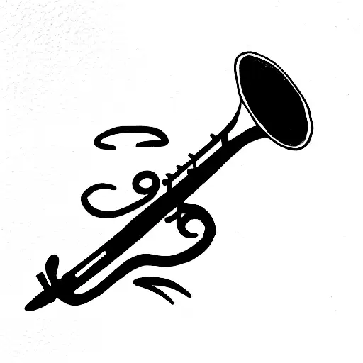 lizzard playing trumpet tattoo design idea
