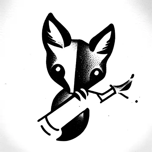 fox playing trumpet tattoo design idea