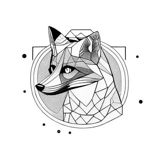 fox playing flute tattoo design idea