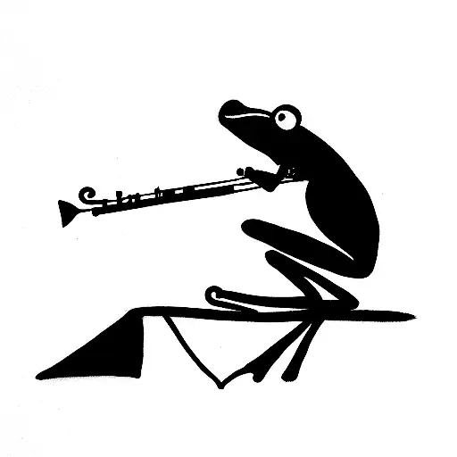jazz frog playing clarinet tattoo design idea