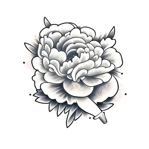 Peony playing trumpet tattoo design idea