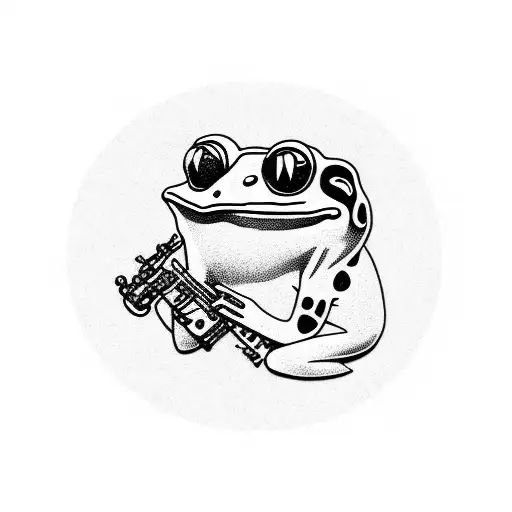 frog playing clarinet tattoo design idea