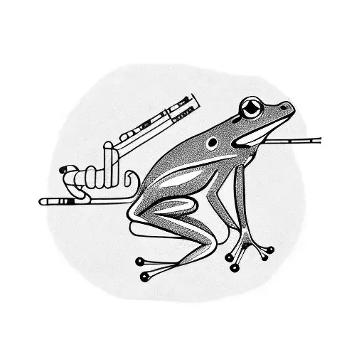 frog playing clarinet tattoo design idea