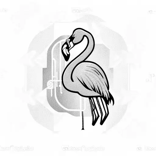 flamingo playing guitar tattoo design idea