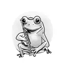 frog playing clarinet tattoo design idea