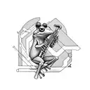 frog playing clarinet tattoo design idea