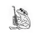 frog playing clarinet tattoo design idea