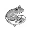 frog playing clarinet tattoo design idea