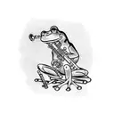 frog playing clarinet tattoo design idea