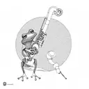 frog playing clarinet tattoo design idea