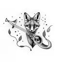 fox playing trumpet tattoo design idea