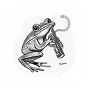 frog playing clarinet tattoo design idea