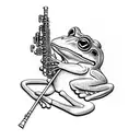 frog playing clarinet tattoo design idea