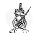 frog playing clarinet tattoo design idea
