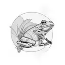 frog playing clarinet tattoo design idea