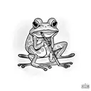 frog playing clarinet tattoo design idea