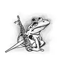 frog playing clarinet tattoo design idea