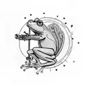 frog playing clarinet tattoo design idea