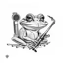 frog playing clarinet tattoo design idea