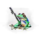 frog playing clarinet tattoo design idea