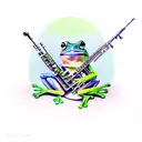 frog playing clarinet tattoo design idea