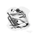 frog playing clarinet tattoo design idea