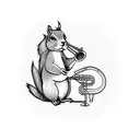 squirrel playing trumpet tattoo design idea