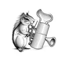 squirrel playing trumpet tattoo design idea