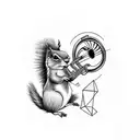 squirrel playing trumpet tattoo design idea