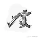 squirrel playing trumpet tattoo design idea