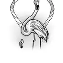 flamingo playing guitar tattoo design idea